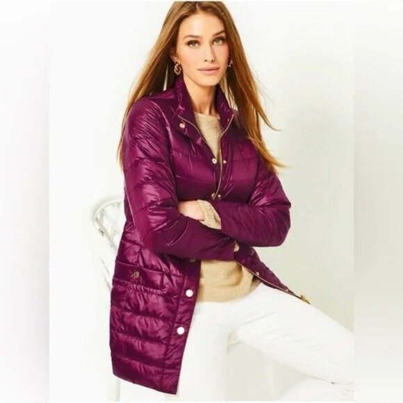 Lilly Pulitzer Tonia Down Puffer Jacket Amarena Cherry Size 0 - New With Tag - Picture 5 of 6
